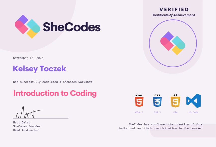 Intro to Coding Cert